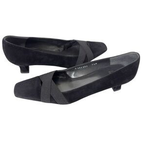 Stuart Weitzman Expo Vintage Old Money Suede Black Office Siren Pump Size 7.5 N